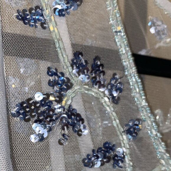 Papell Studio Embellished Sequined Long Dress Pale Blue - Picture 4 of 11